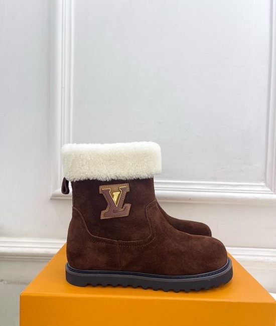 Louis Vuitton LV Furry Warm Suede Winter Snow Boots Anti-slip Sole