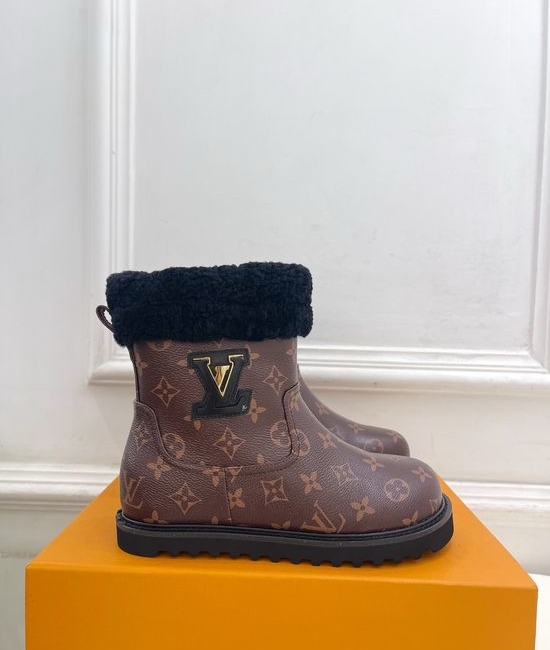 Louis Vuitton LV Furry Warm Suede Winter Snow Boots Anti-slip Sole