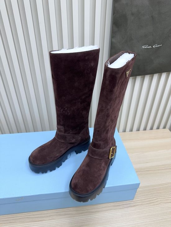 Prada Elegant Comfortable Ankle Boots with Durable Thick Sole