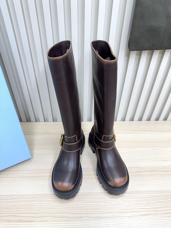 Prada Elegant Comfortable Ankle Boots with Durable Thick Sole