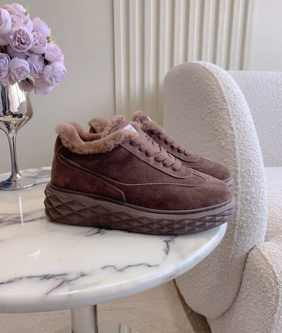 Jimmy Choo Warm Wool Lined Casual Leather Sneakers