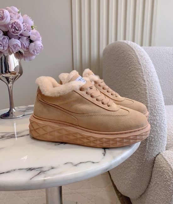 Jimmy Choo Warm Wool Lined Casual Leather Sneakers