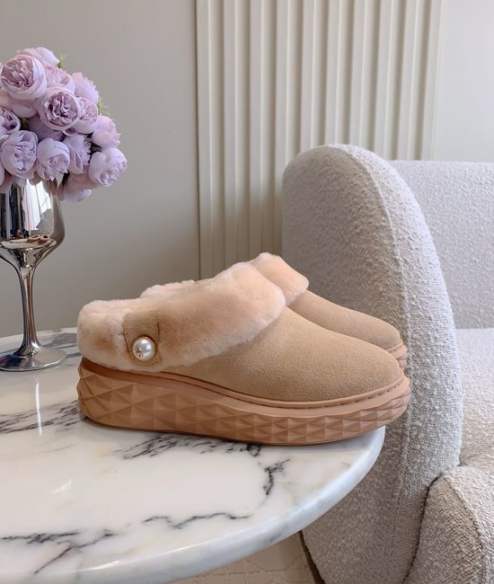 Jimmy Choo Warm Wool Lined Thick Sole Half Slippers