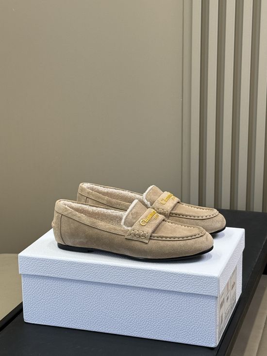 Christian Dior Premium Suede Loafers With Plush Wool Lining