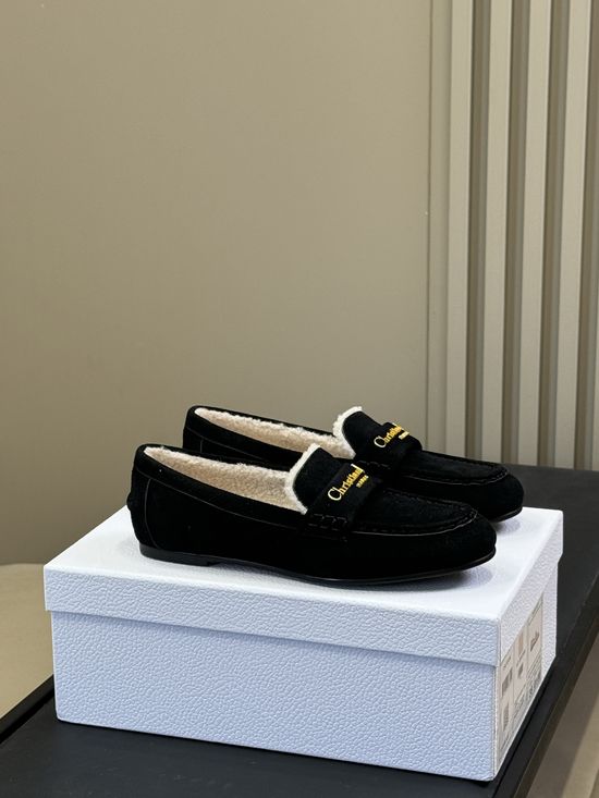 Christian Dior Premium Suede Loafers With Plush Wool Lining