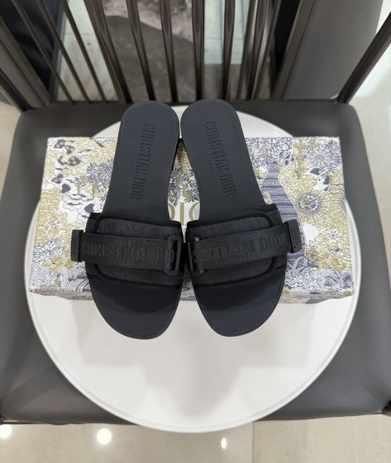 Christian Dior CD Embroidered Adjustable Strap Casual Beach Slides