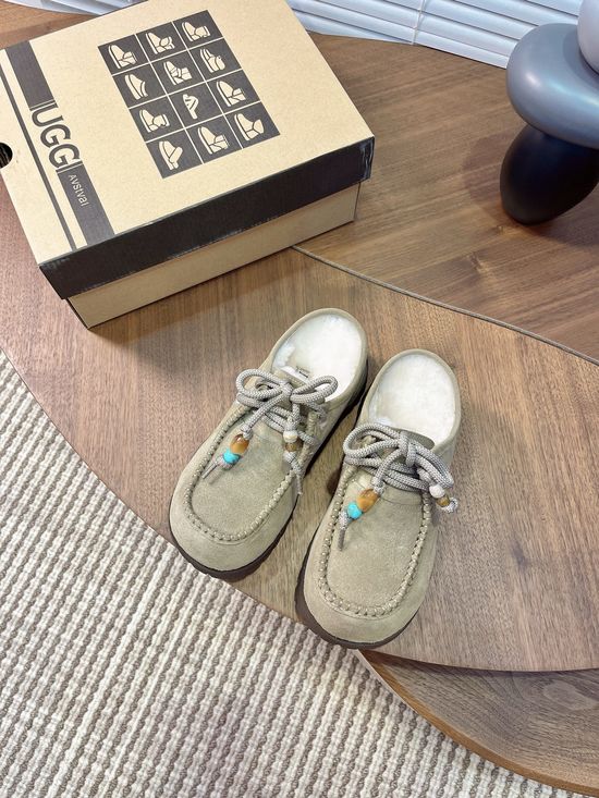 Gucci Suede Wool Lined Platform Slippers with Buckle Decor