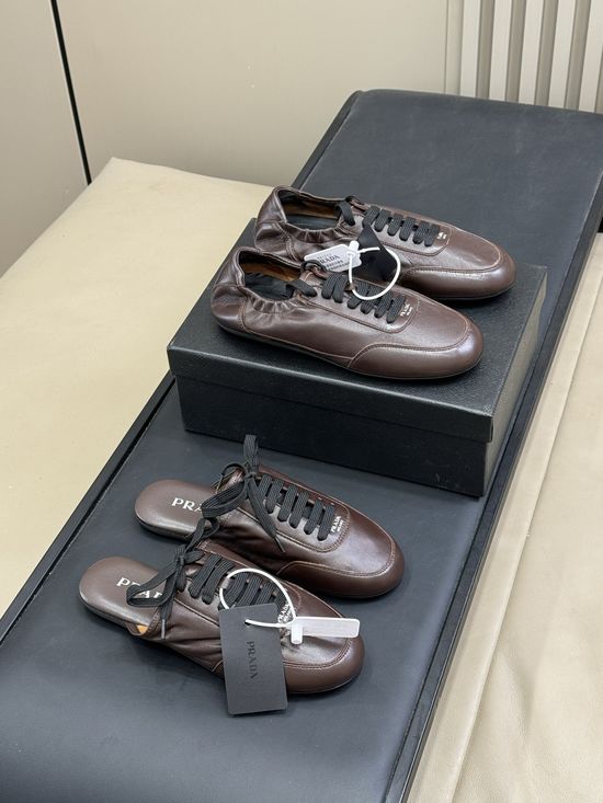 Prada Soft Leather Comfortable Flat Casual Shoes