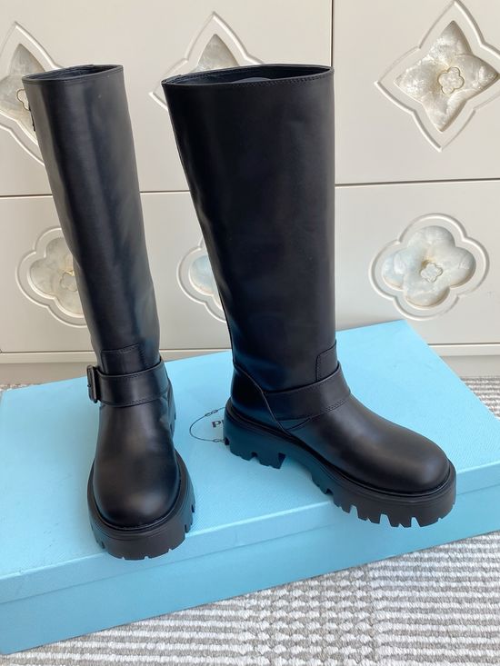 Prada Vintage Leather Chunky Sole Riding Boots