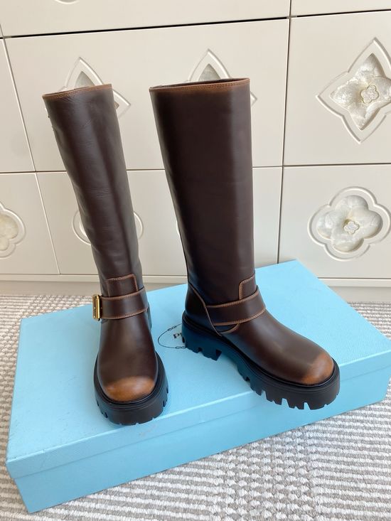 Prada Vintage Leather Chunky Sole Riding Boots