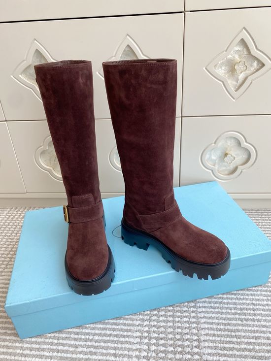Prada Vintage Leather Chunky Sole Riding Boots