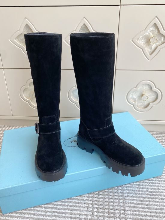 Prada Vintage Leather Chunky Sole Riding Boots