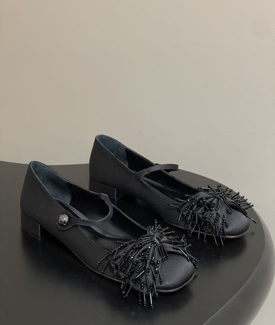 Valentino Beaded Bow Mary Jane Low Heel Elegant Dress Shoes