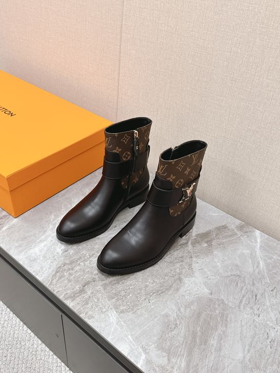 Louis Vuitton Chic Short Boots with Unique Boot Shaft Design