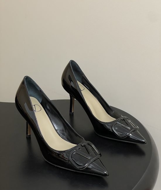 Valentino Signature V Logo Elegant High Heel Shoes with Luxury Finish