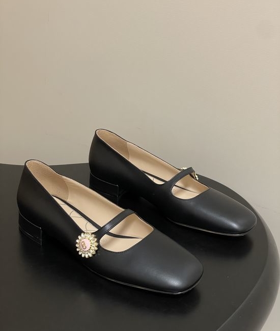 Valentino Classic Mary Jane Flats with Crystal Buckle Detail