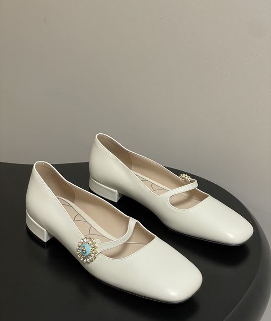 Valentino Classic Mary Jane Flats with Crystal Buckle Detail