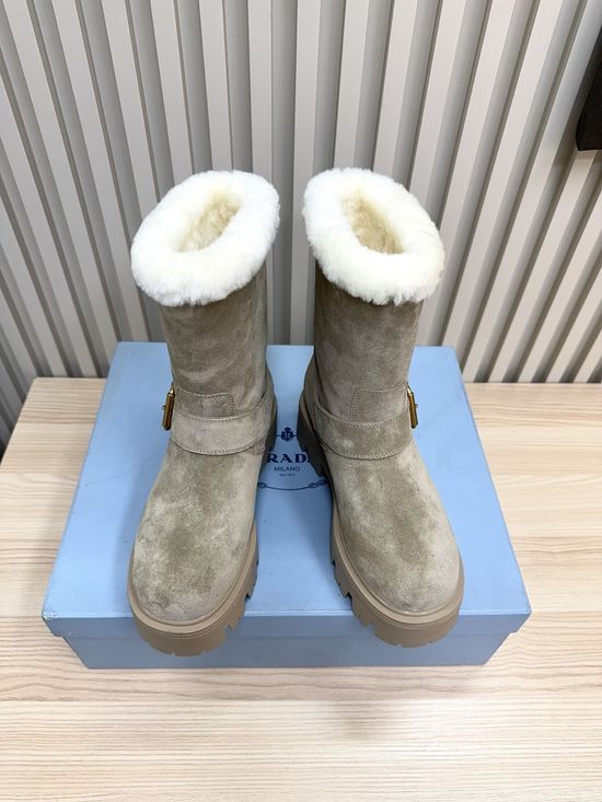 Prada Warm Lined Martin Boots Non Slip Comfortable Durable Footwear