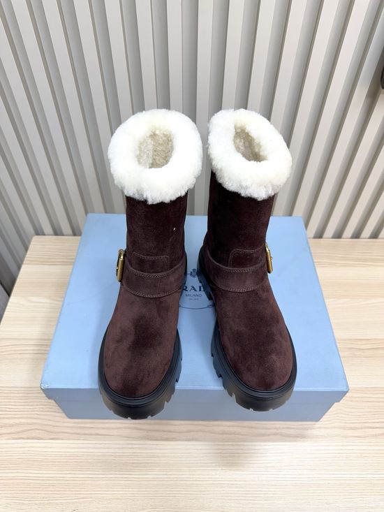 Prada Warm Lined Martin Boots Non Slip Comfortable Durable Footwear