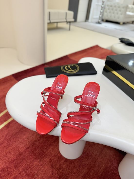 Christian Louboutine Zipper Decor Stiletto Mules Cushioned Footbed