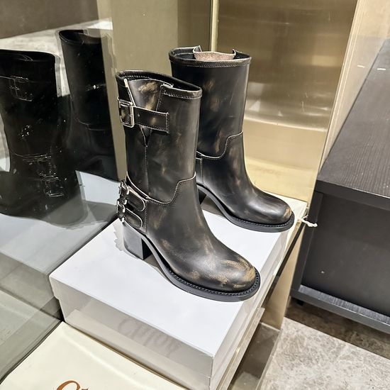 Chloe Patina Leather Boots with Genuine Leather Sole