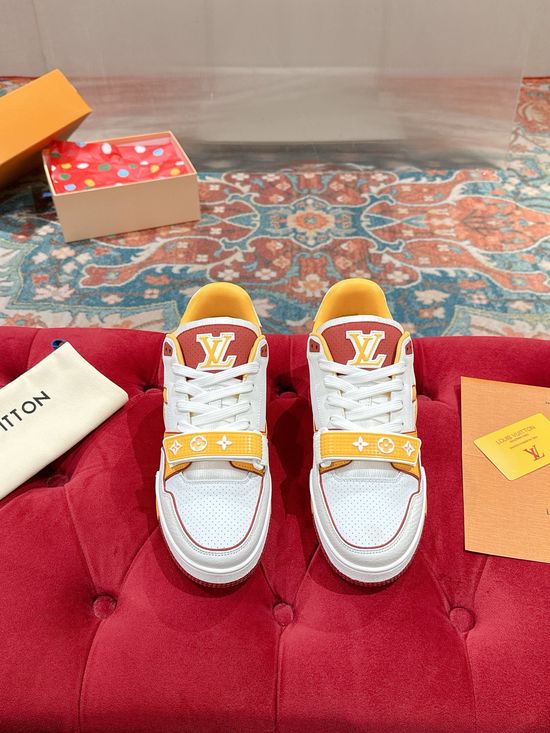 Louis Vuitton Perforated Leather Casual Skateboarding Retro Sneakers