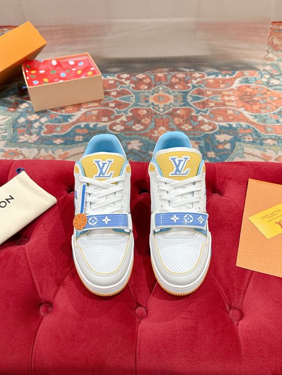 Louis Vuitton Perforated Leather Casual Skateboarding Retro Sneakers