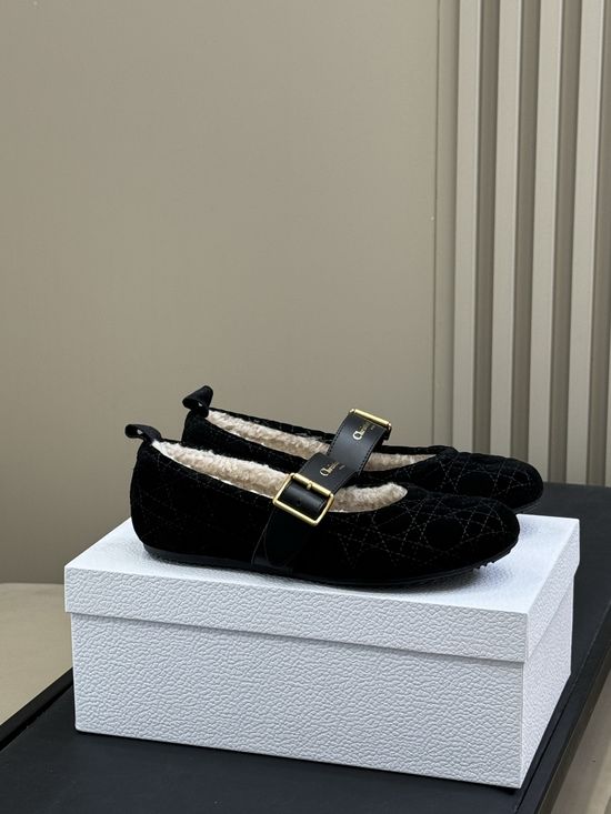 Christian Dior Fuzzy Lined Suede Embroidered Warm Casual Shoes