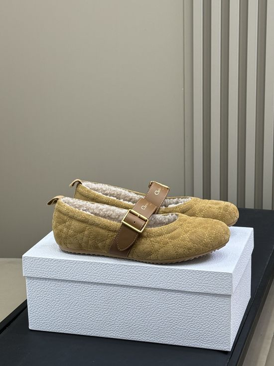 Christian Dior Fuzzy Lined Suede Embroidered Warm Casual Shoes