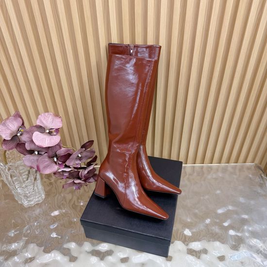 Yves Saint Laurent Classic Wedge Knee High Boots with Leather Outsole