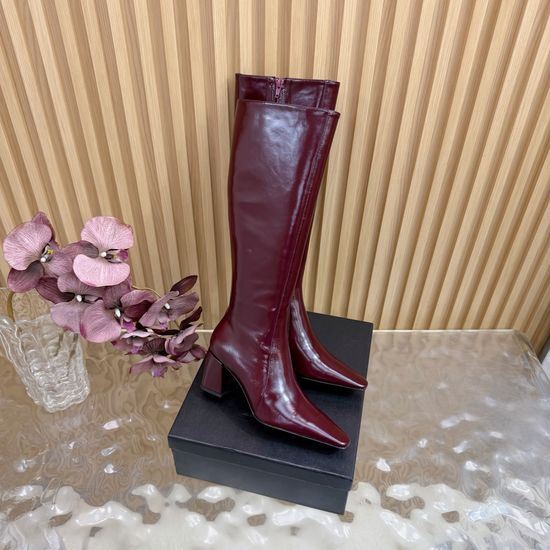 Yves Saint Laurent Classic Wedge Knee High Boots with Leather Outsole