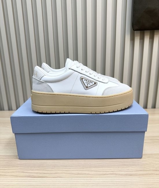 Prada Elevated Platform Sneakers with Premium Leather Finish