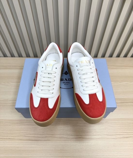 Prada Patent Leather Platform White Sneakers