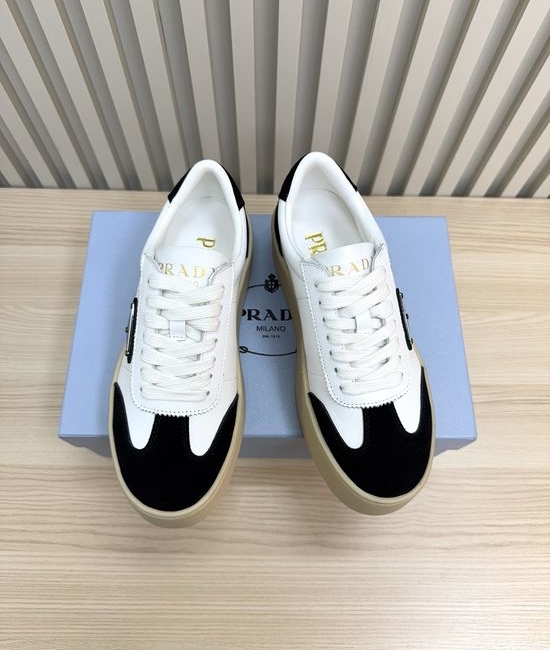 Prada Patent Leather Platform White Sneakers