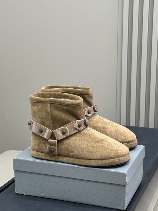 Balenciaga Suede Winter Boots With Rivet Belt Design
