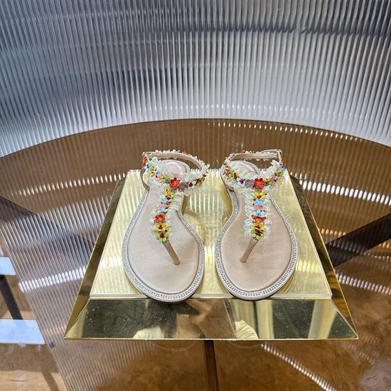 Rene Caovilla Handmade Jasmine Flower Low Heel Casual Shoes