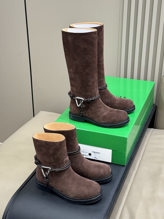 Bottega Veneta Braided Rope Ankle Boots With Metal Buckle
