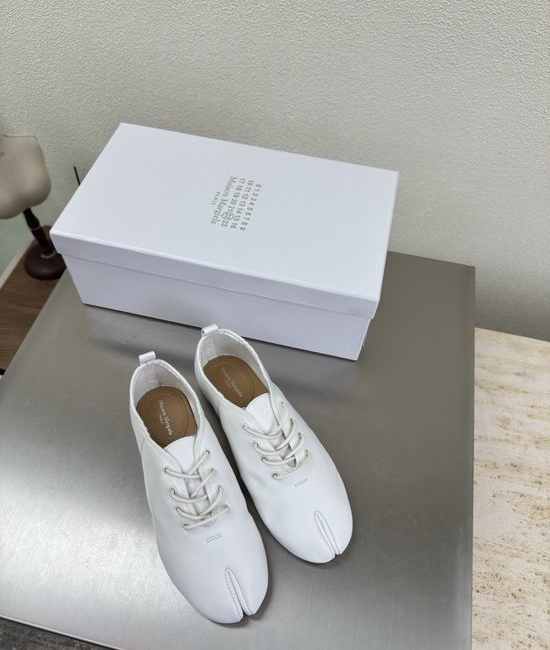 Maison Margiela MM6 White Lambskin Split Toe Slingback Shoes Genuine Leather Sole