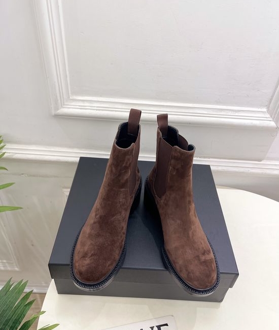 Yves Saint Laurent YSL Chunky Heel Chelsea Boots Minimalist Retro Leather Lined