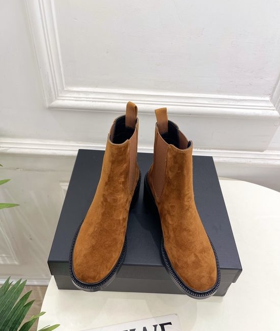 Yves Saint Laurent YSL Chunky Heel Chelsea Boots Minimalist Retro Leather Lined