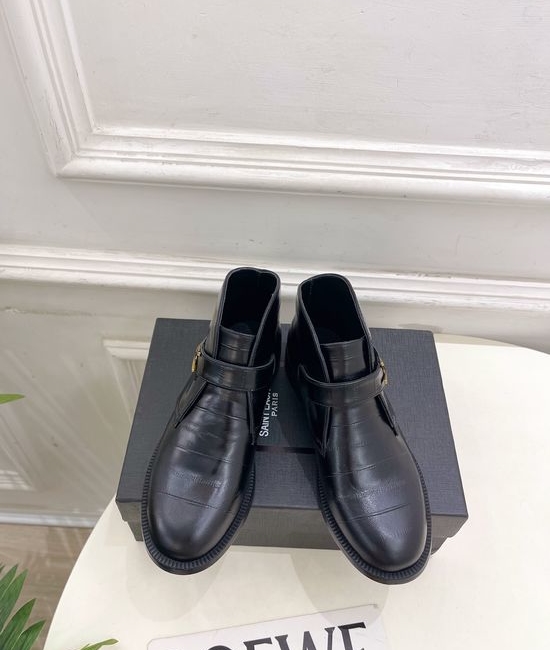 Yves Saint Laurent YSL Eel Skin Short Boots Minimalist Stylish Comfortable Durable Sole
