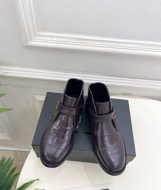 Yves Saint Laurent YSL Eel Skin Short Boots Minimalist Stylish Comfortable Durable Sole