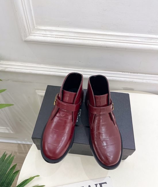 Yves Saint Laurent YSL Eel Skin Short Boots Minimalist Stylish Comfortable Durable Sole