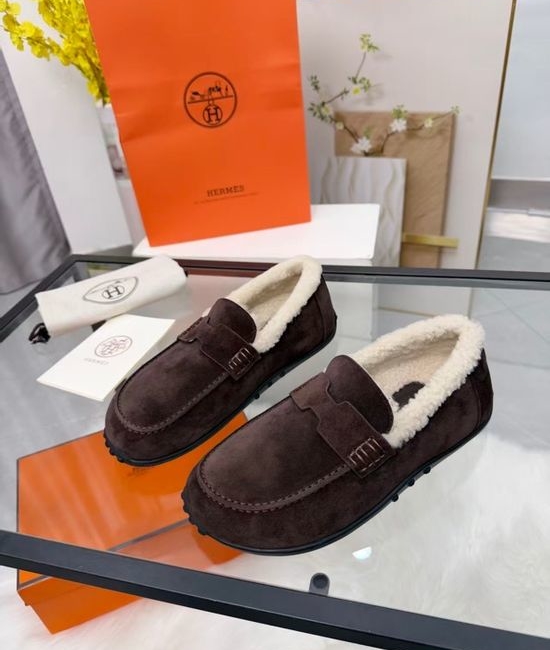 Hermes Suede Upper Fleece Lined Comfort Casual Shoes