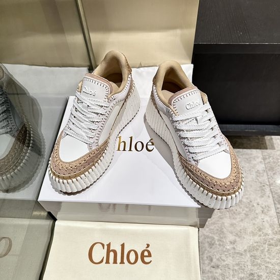 Chloe Hand Stitched Leather Upper Lightweight Casual Sneakers