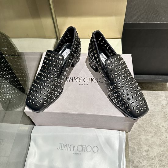 Jimmy Choo Exclusive Riveting Loafer Shoes with Artisan Craftsmanship