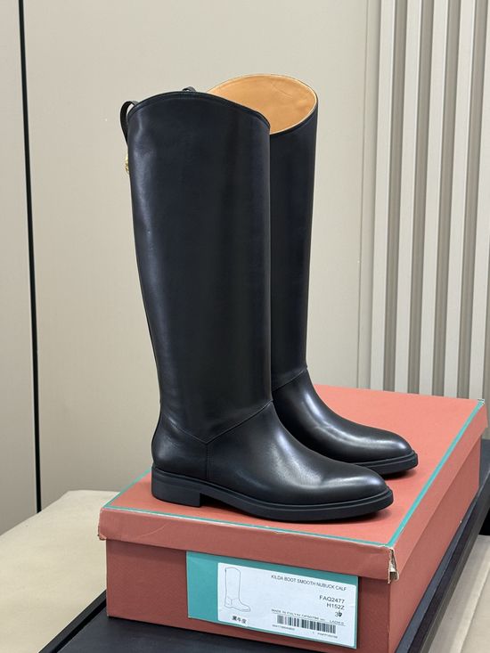 Loro Piana Genuine Leather Calf High Slim Fit Classic Equestrian Boots