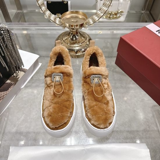 Roger Viver RV Wool Lined Casual Shoes With Rhinestone Buckle Thick Sole