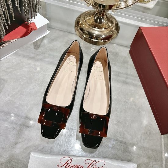 Roger Viver RV Square Buckle Pointed Toe Low Heel Comfortable Dress Shoes