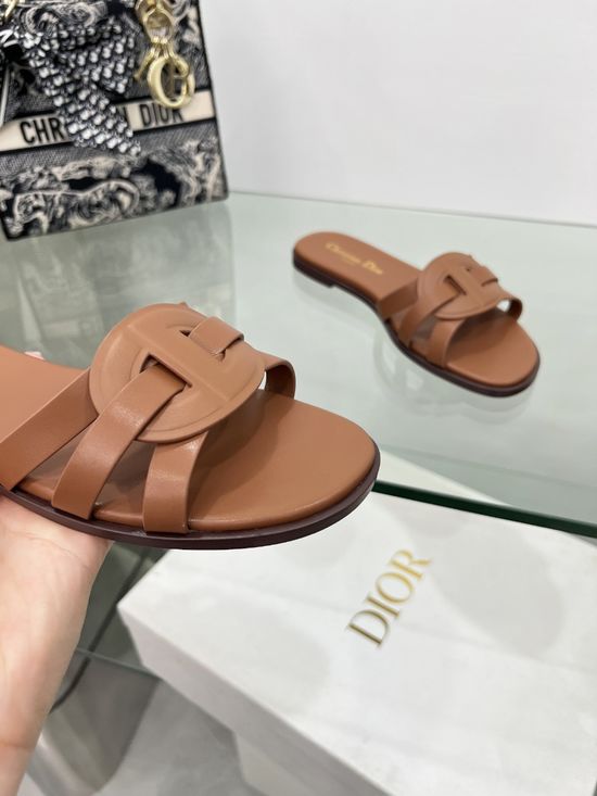 Christian Dior Elegant Pearl Embellished Crossband Slip-on Flats